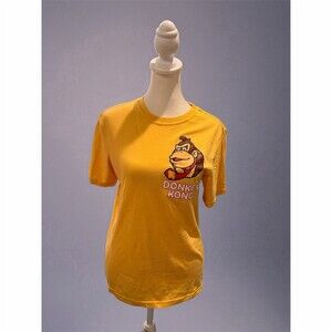 Nintendo Donkey Kong Diddy Kong T-Shirt Boys 14/16 Yellow Double-Sided
